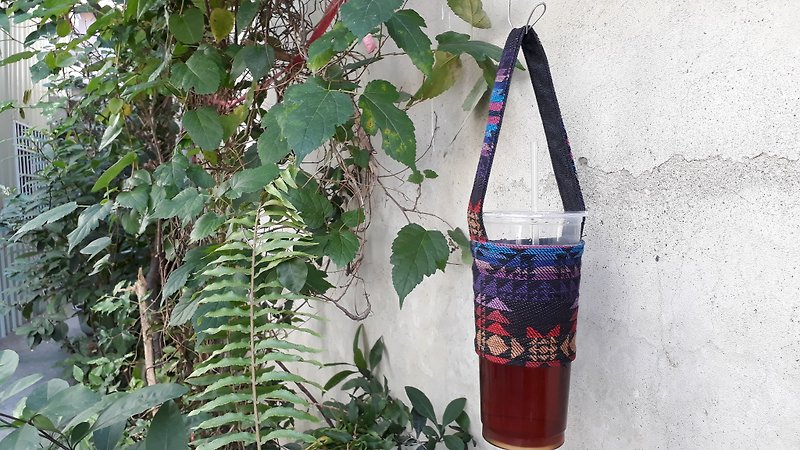 AMIN'S SHINY WORLD handmade custom jacquard ethnic double-sided cup bag b - Handbags & Totes - Cotton & Hemp Multicolor
