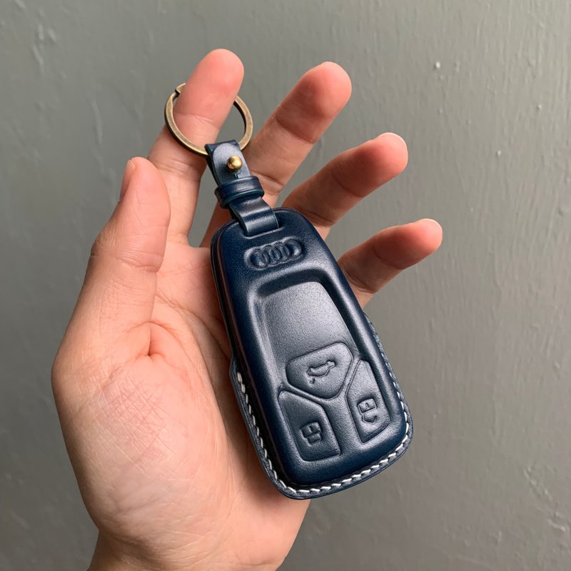 Audi 奧迪 馬臀 鑰匙皮套 A1 A3 A4 A5 A6 A7 A8 Q2 Q3 Q5 Q7 Q8 - 鑰匙圈/鑰匙包 - 真皮 藍色