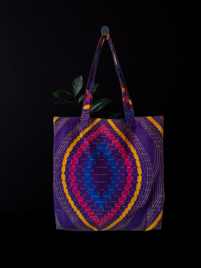 Handmade Summer  African Print Cotton Tote Bag Ankara - 手提包/手提袋 - 棉．麻 紫色