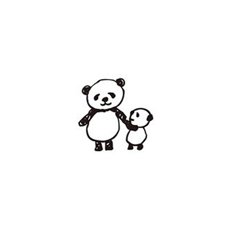 【KODOMO NO KAO】Panda wood seal parent-child - Illustration, Painting & Calligraphy - Wood Khaki