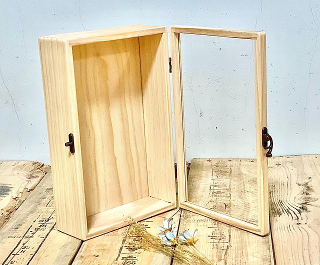 シンプル木箱 透明カバー付 2号箱 [30×19×8.7] - 木工シリーズ 
