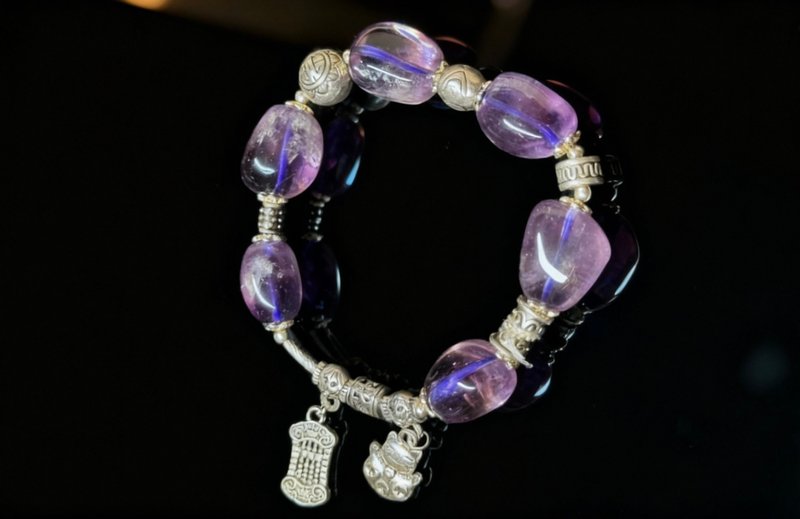 Crystal.EAA 設計款水晶手鏈 紫韻招財錦箋 紫水晶 招財貓 算盤 - 手鍊/手環 - 水晶 紫色