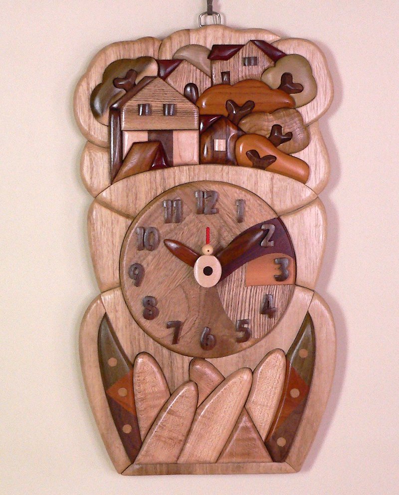 clock forest house - นาฬิกา - ไม้ สีนำ้ตาล