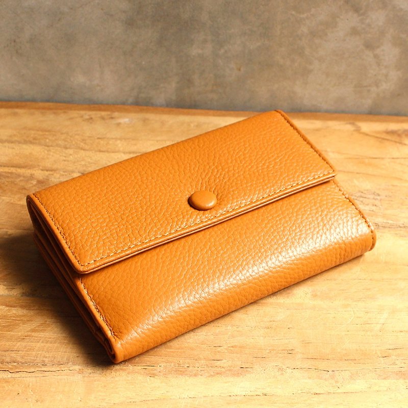 Leather Wallet - Melody - Tan (Genuine Cow Leather) / Small Wallet - 長短皮夾/錢包 - 真皮 咖啡色