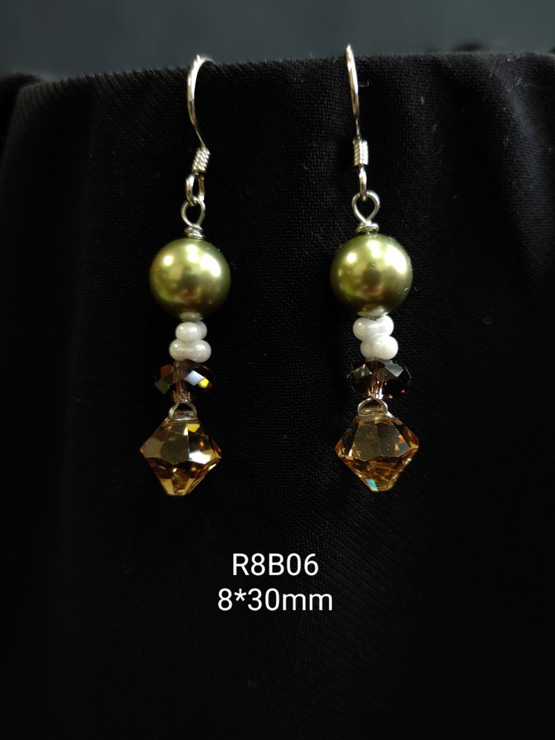 *我是設計*R8B06施華洛世奇水晶.珍珠耳環 - 耳環/耳夾/耳骨夾 - 珍珠 