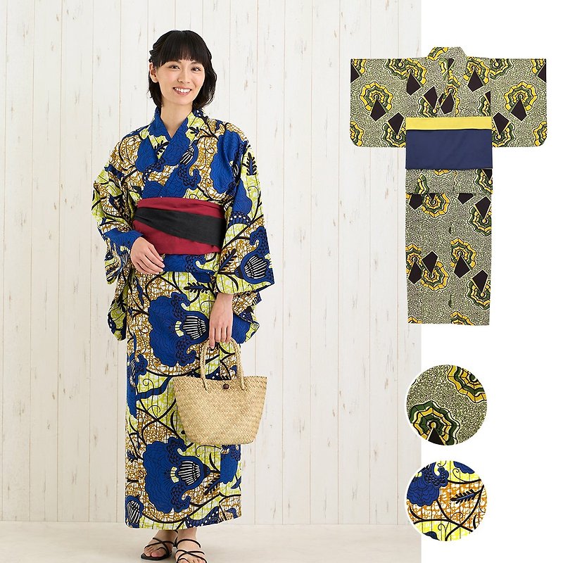 【Pre-order】Colorful Printed Yukata Set - อื่นๆ - ผ้าฝ้าย/ผ้าลินิน สีน้ำเงิน