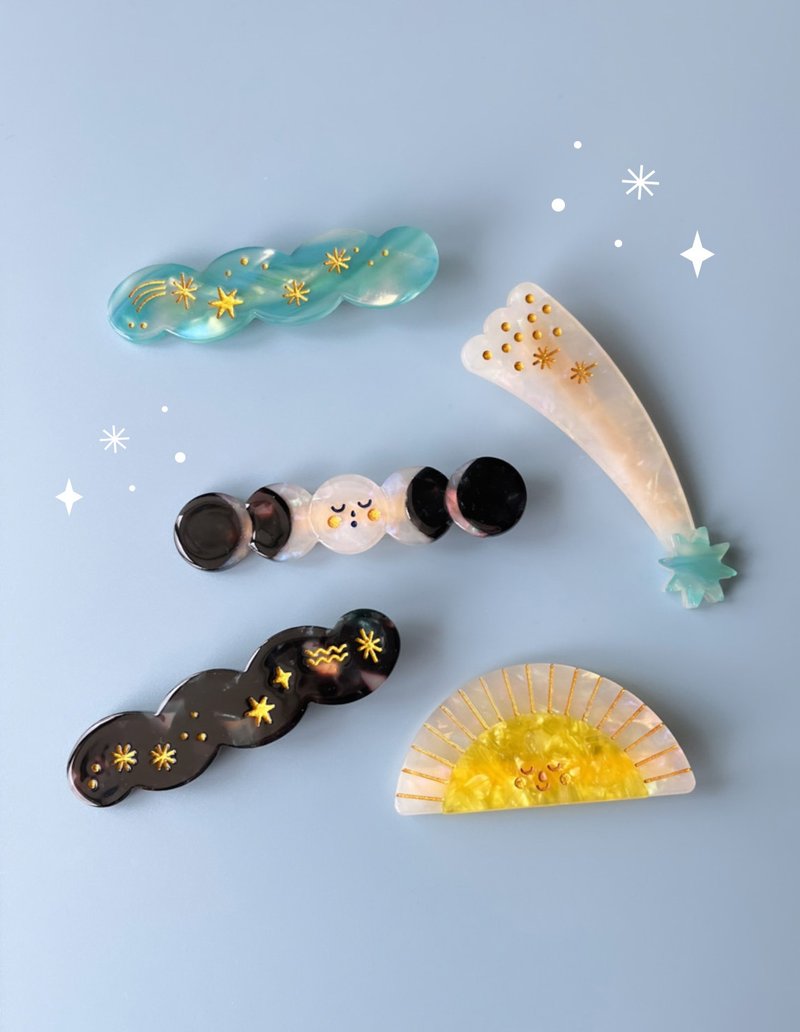 Universe series hairpins moon phase, meteor, sun, universe starry sky - เครื่องประดับผม - วัสดุอื่นๆ หลากหลายสี