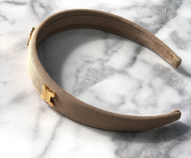 素敵♡セリーヌ レザー ヘッドバンド カチューシャ ブラウン CELINE