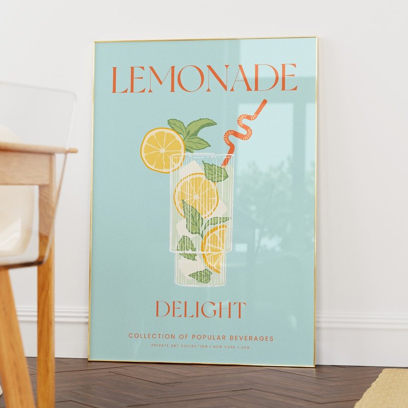 Lemonade 檸檬汁 飲品掛畫 海報 居家佈置 - 電子似顏繪/繪畫/插畫 - 其他材質 