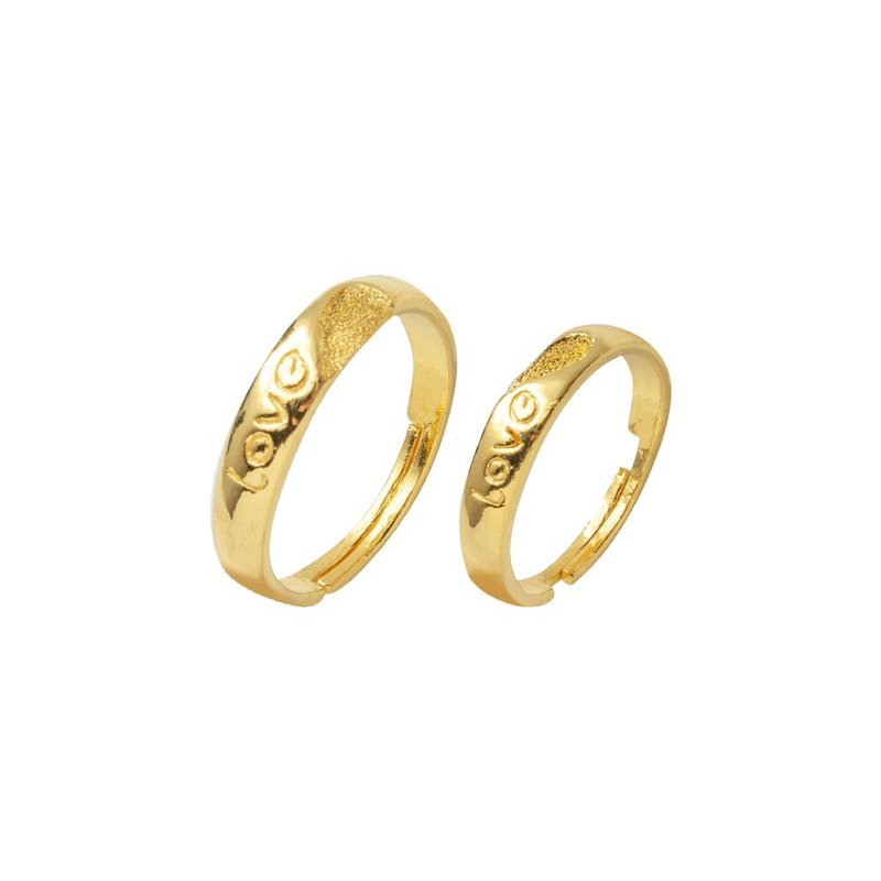 藏寶箱金飾 9999黃金純金 情侶對戒LOVE戒指/求婚戒半顆愛心相連 - 戒指 - 24k 金 金色