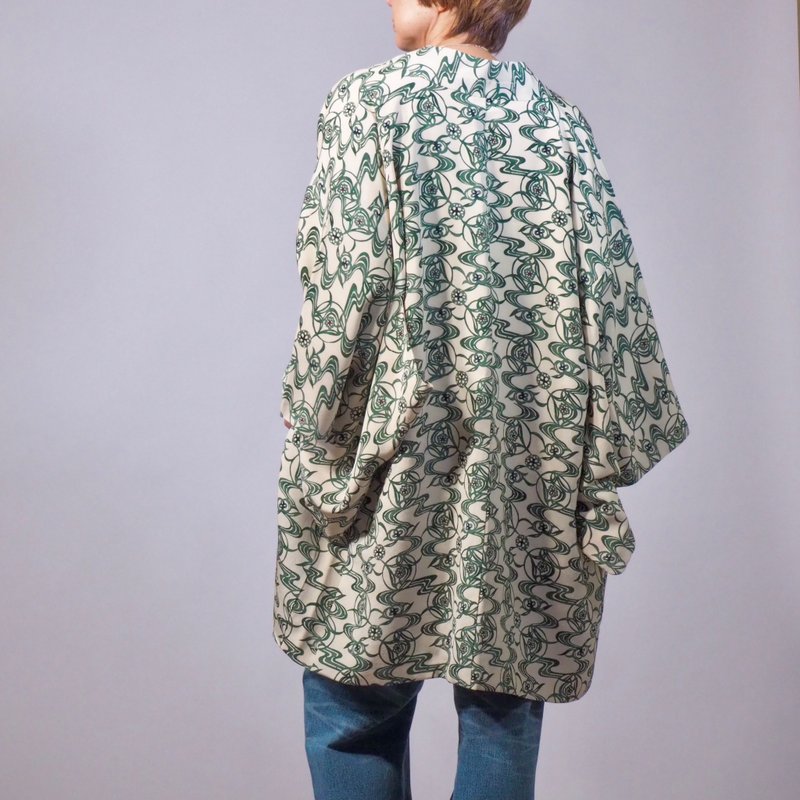 【日本製】 Luxury Kimono Jacket, Mens Haori, Fashion Japan, Unisex Haori, Gift Idea - Women's Casual & Functional Jackets - Silk Green