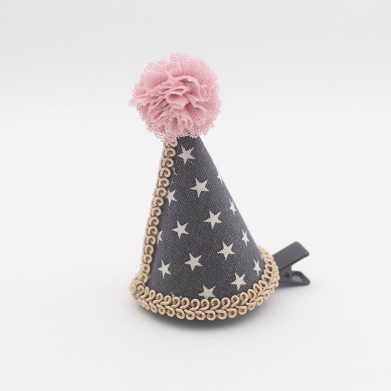 Baby star cone hat hairclip,happybirthday,party,party hat,cone hat - เครื่องประดับ - เส้นใยสังเคราะห์ สีเทา