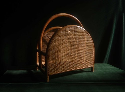 老時光 OLD-TIME 【老時光 OLD-TIME】早期臺灣製雜誌書報收納藤編架(微略瑕疵)