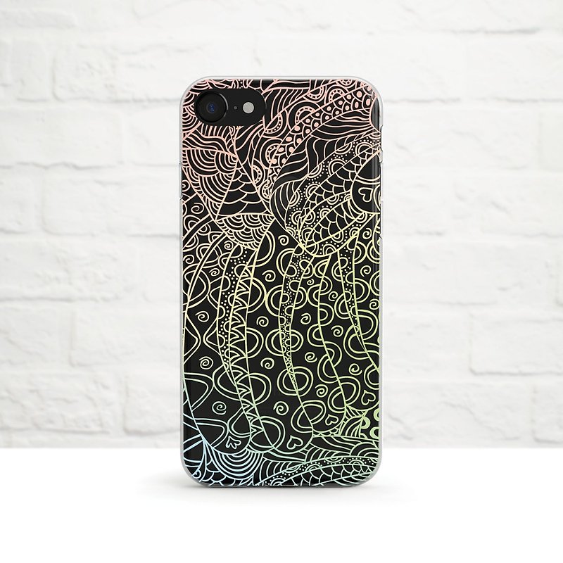 Tribal, Mehendi ,Unicorn Colors, Clear Soft Phone Case, iPhone, Samsung - Phone Cases - Silicone Multicolor