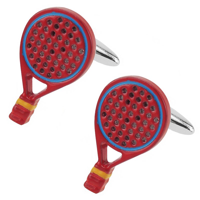 赤いテニスラケットのカフスボタン - カフス - 金属 多色