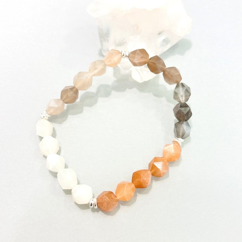Ops Moonstone silver bracelet-漸變多彩月光/橙月光/純銀/手鍊 - 手鍊/手環 - 其他金屬 多色