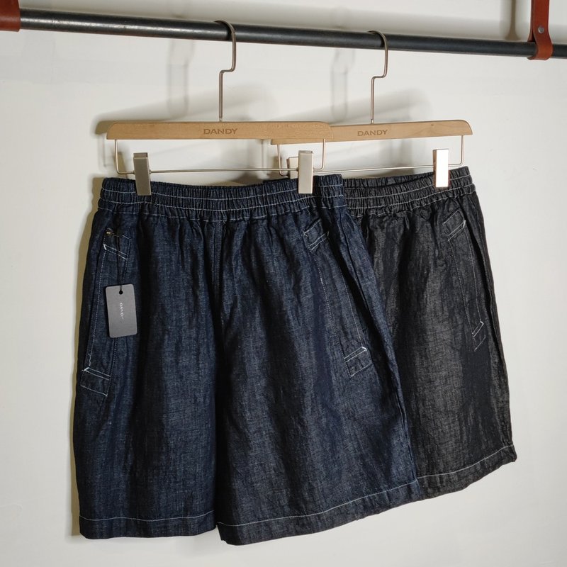 寬版牛仔短褲-K351280 - 男長褲/休閒褲 - 亞麻 