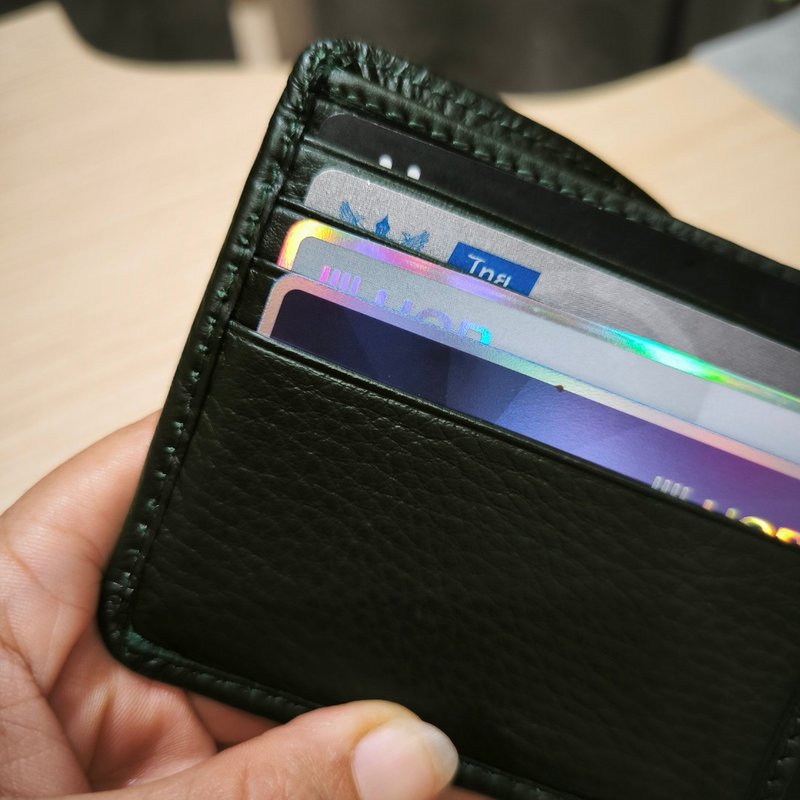 W008 Wallet + Credit card slot - Forest Green - Genuine leather - 錢包/皮夾/長短夾 - 真皮 綠色