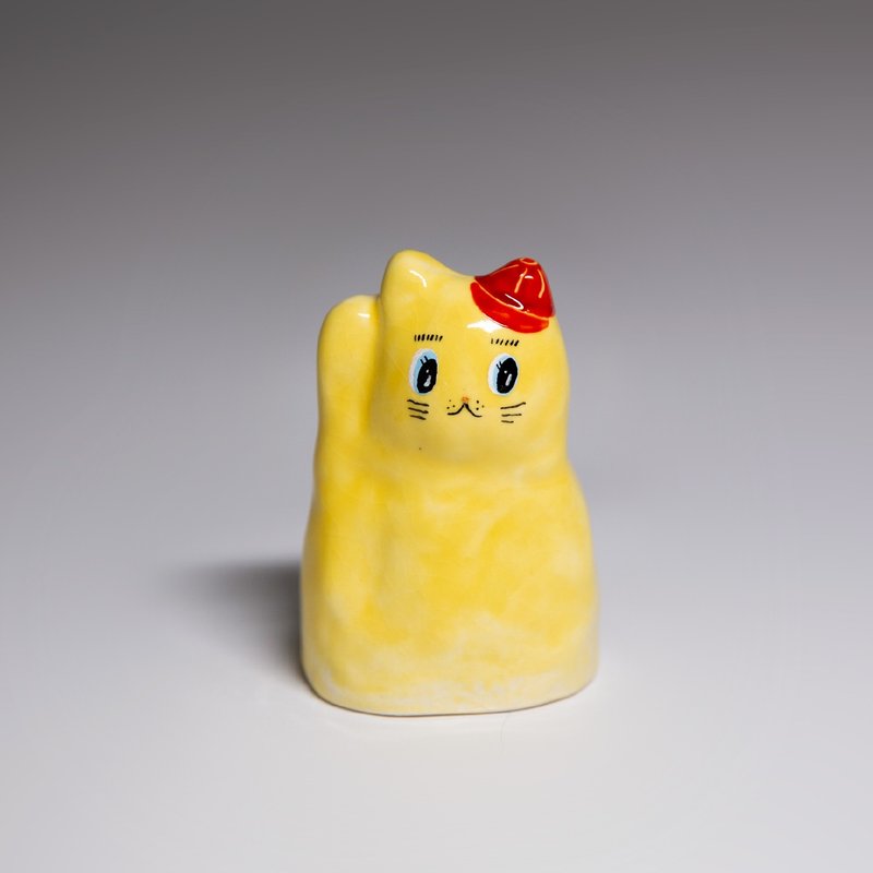 Street Lucky Cat-Jianghujun - ของวางตกแต่ง - ดินเผา ขาว