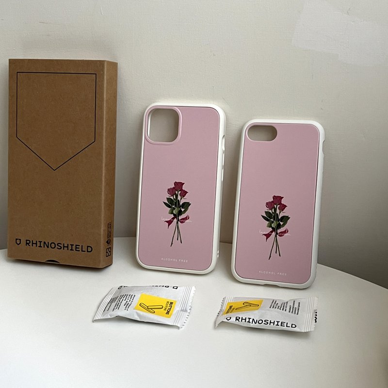 [Flower Language Series-Rose] | Rhinoceros Shield Phone Case Anti-fall Birthday Gift Valentine’s Day Gift - Phone Cases - Acrylic Pink