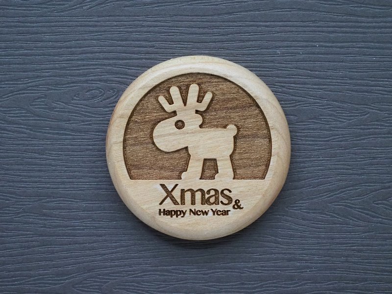 Log small magnet reindeer - ตกแต่งผนัง - ไม้ สีนำ้ตาล