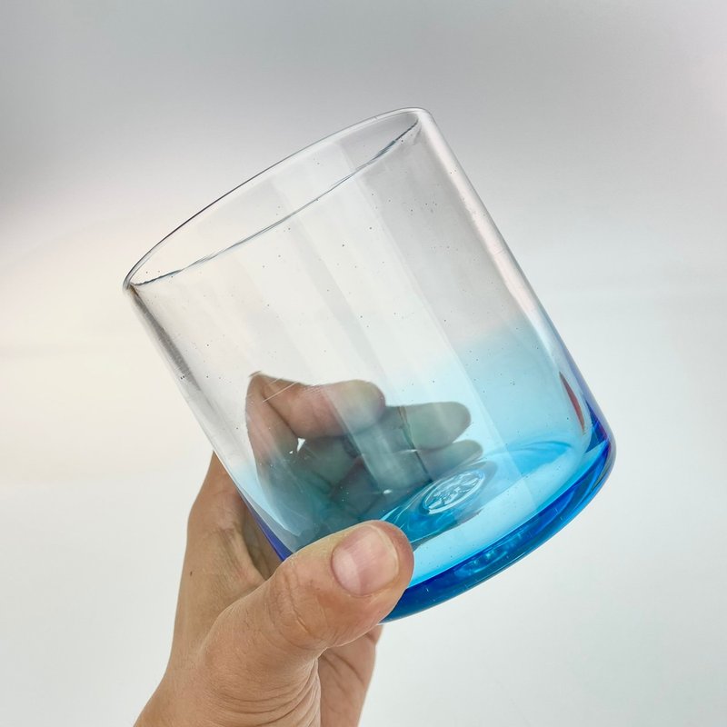海洋藍威士忌杯 手作玻璃杯 純手工吹製 - 玻璃杯 - 玻璃 藍色