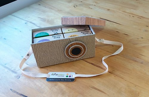 pikathom-herb 相機造型 手工肥皂禮物盒 4 - 木質紋/棕色