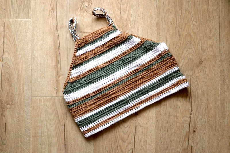 Crocheted mixed color vest - เสื้อกั๊กผู้หญิง - ผ้าฝ้าย/ผ้าลินิน สีเขียว