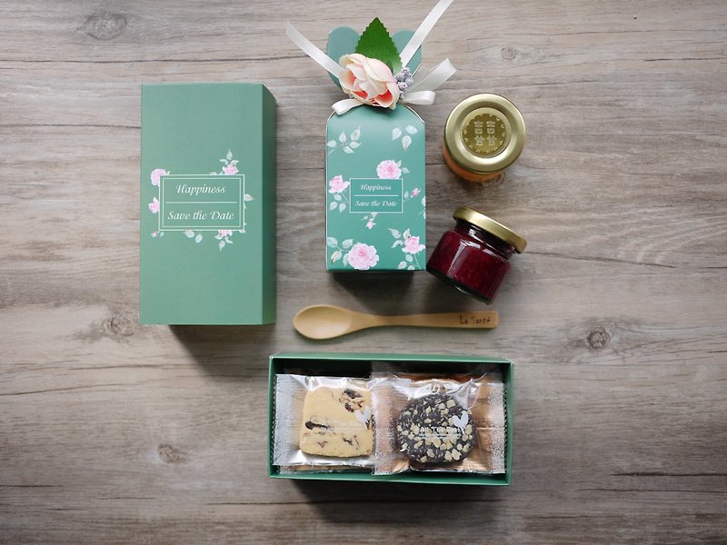 La Santé French Handmade Jam - Forest Green Wedding Gift Box (6 boxes) - Oatmeal/Cereal - Fresh Ingredients Green