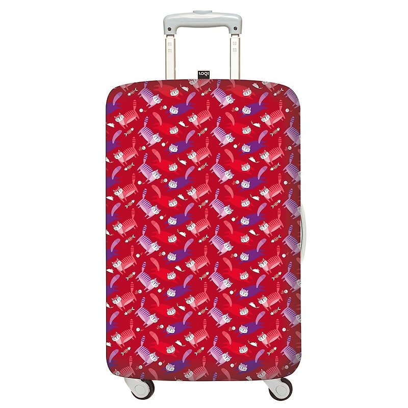 LOQI 行李箱外套 貓咪 LMASCA【M號】 - 行李箱 / 旅行喼 - 塑膠 紅色