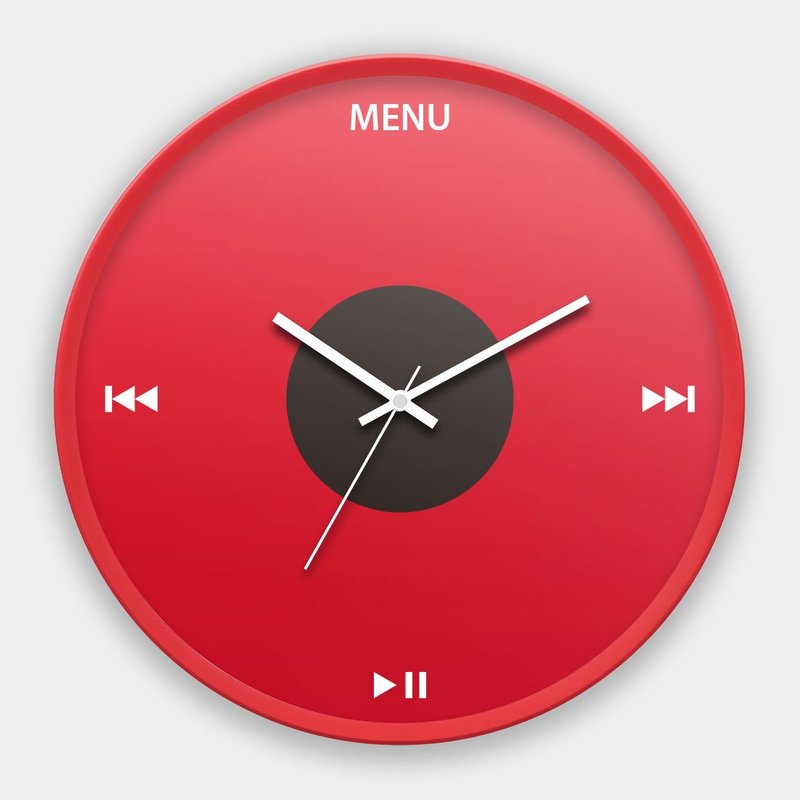 iPod U2 台灣製30CM辦公居家時尚極簡靜音掃描掛鐘 017 - 時鐘/鬧鐘 - 塑膠 紅色