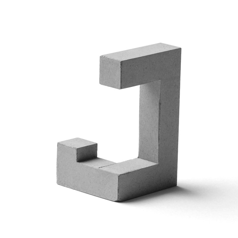 Concrete Alphabet J - Items for Display - Cement Gray