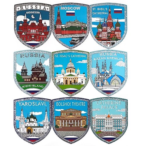A-ONE 環遊世界系列金屬銀 俄羅斯主題系列貼紙9入 獨家設計與眾不