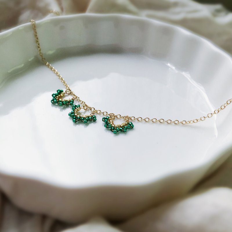 Romantic lace romantic lace emerald 14k young necklace birthday gift - ต่างหู - เครื่องเพชรพลอย หลากหลายสี