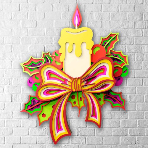 LeVanilleShop 向量檔案 用於 Cricut 鐳射的向量檔案聖誕蠟燭 3D 分層設計 SVG