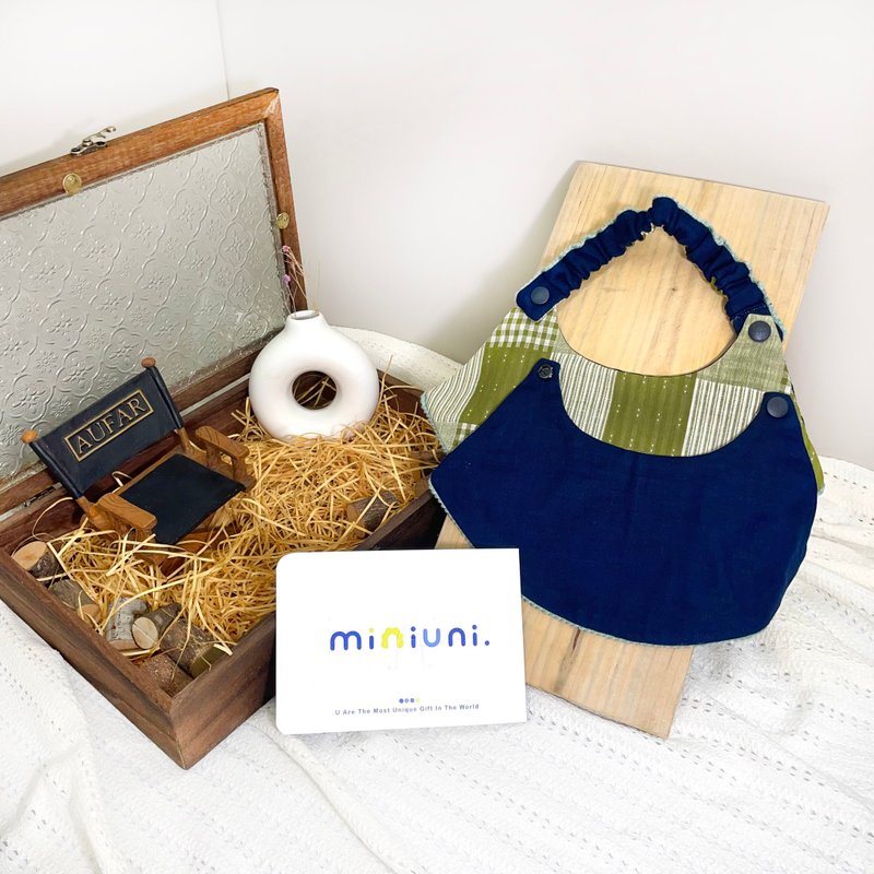 Stylish Plaid Bib - ผ้ากันเปื้อน - ผ้าฝ้าย/ผ้าลินิน 