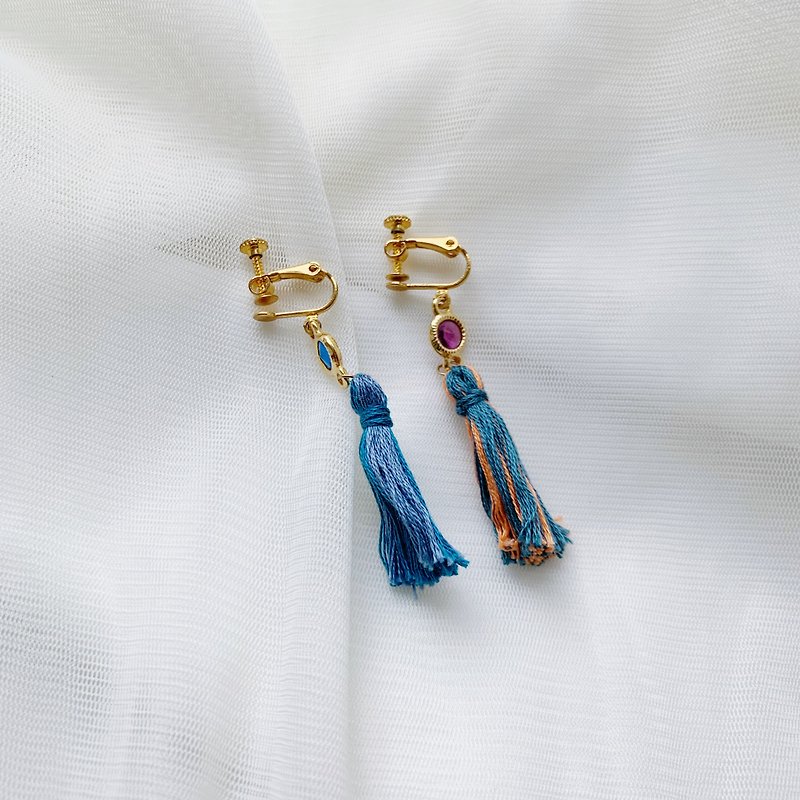 SL320 Light you up tassel folk earrings 4 colors (wear/clip) - Earrings & Clip-ons - Other Metals 
