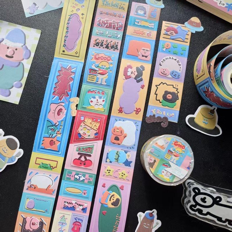 【coloryeah】Dopamine Retro Style Cute Journaling Stationery / Writing Washi Tape - สติกเกอร์ - กระดาษ หลากหลายสี
