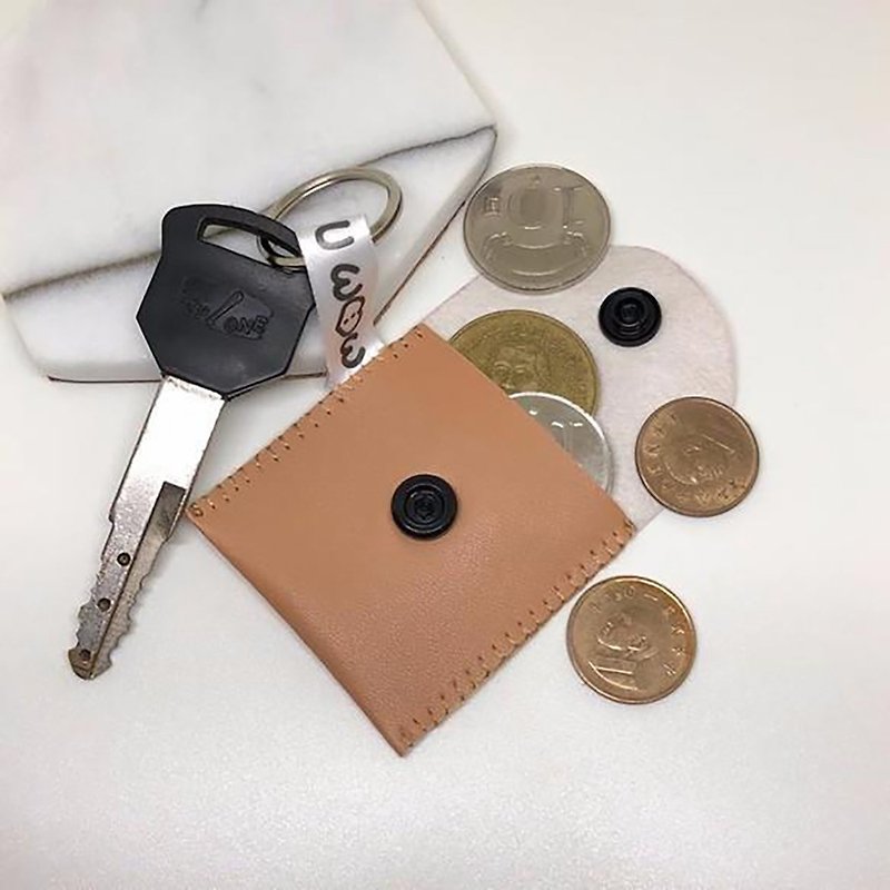 【手工】迷你零錢包鑰匙圈 (合成皮革) - 鑰匙圈/鑰匙包 - 人造皮革 咖啡色