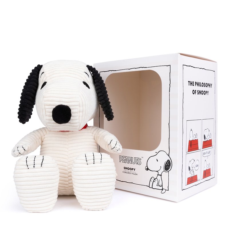 [20% off - Slightly defective outer box] BON TON TOYS Snoopy Corduroy Boxed Doll - Cream 27cm - Stuffed Dolls & Figurines - Polyester Multicolor