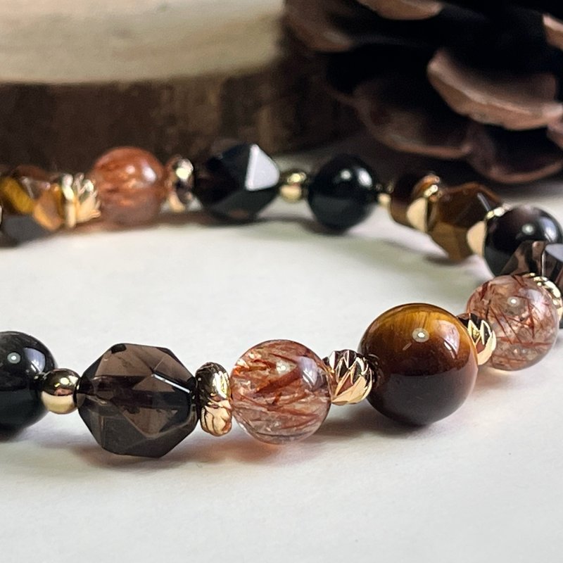 Men's bracelet to attract wealth and ward off evil, yellow tiger eye black gold super seven Silver Stone citrine natural crystal bracelet - Bracelets - Crystal 