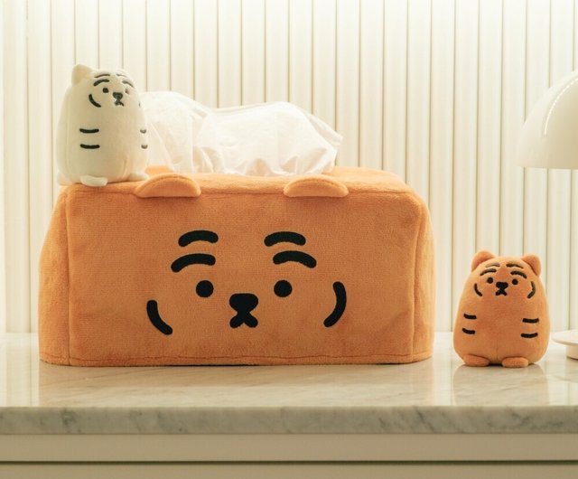 寝そべるファットタイガー スクエアティッシュカバー/トイレット