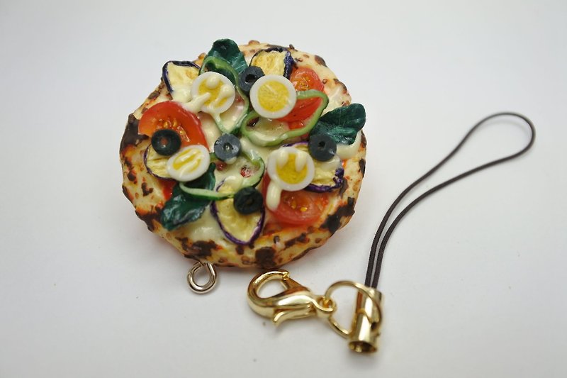 Miniature food,Vegetable pizza strap - Lanyards & Straps - Clay Green