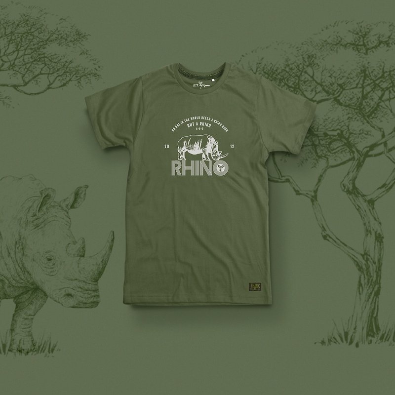 ユニセックスの大人のTシャツだと思う-Rhinoceros | 4色