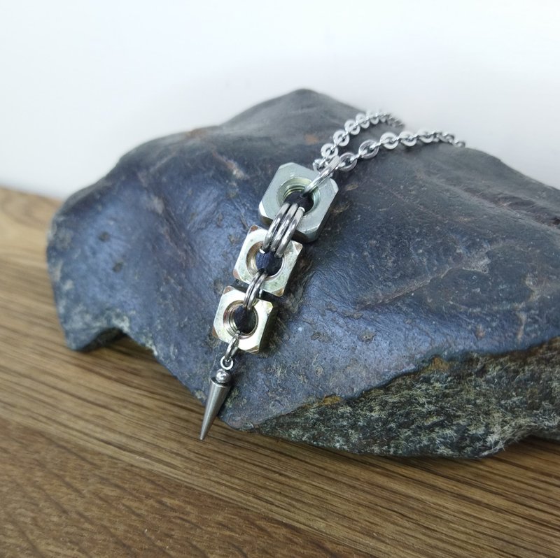 男士垃圾搖滾項鍊。 鏈上的六角螺母吊墜。 流行朋克項鍊 - 項鍊 - 其他金屬 銀色