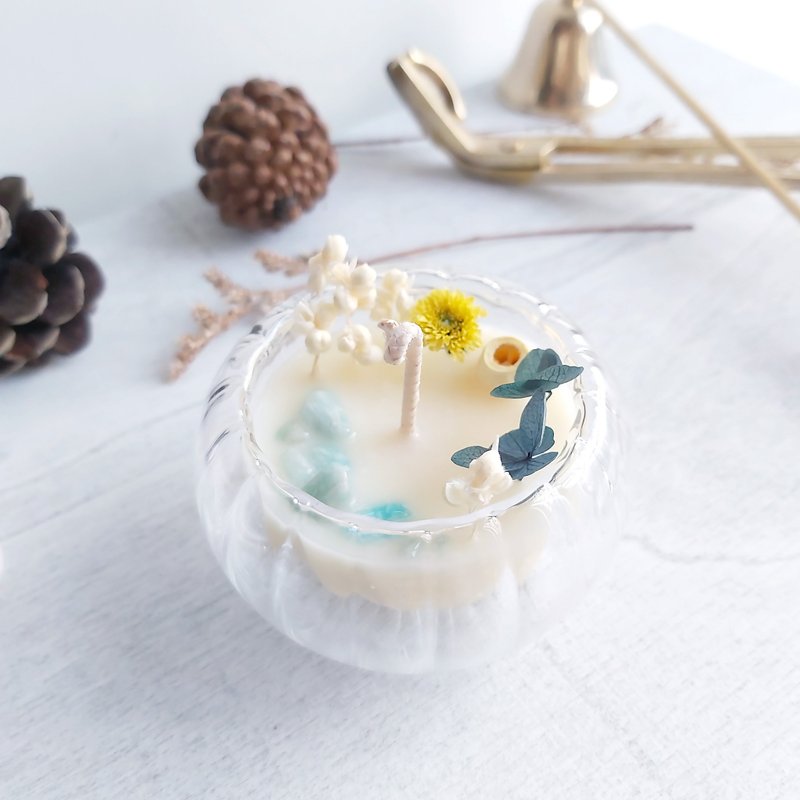 燈籠雙層玻璃杯 45g 天然大豆香薰蠟燭 天河石 寶綠 - 香氛蠟燭/燭台 - 蠟 綠色