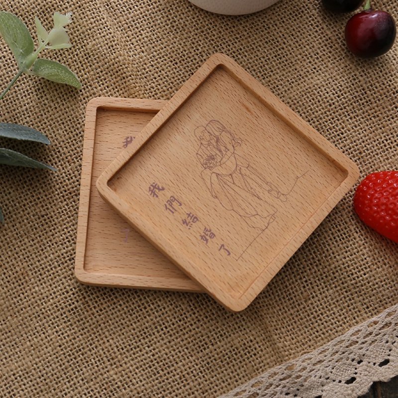 【Customization-Wooden Coasters】Company GiftsWedding Small Graduation GiftsBirthday Gifts - ที่รองแก้ว - ไม้ สีนำ้ตาล