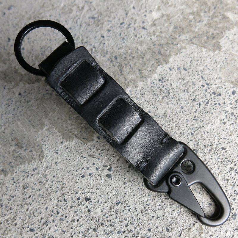 Army crochet key ring vegetable tanned leather, original design, handsome full score [LBT Pro] - Keychains - Genuine Leather Black