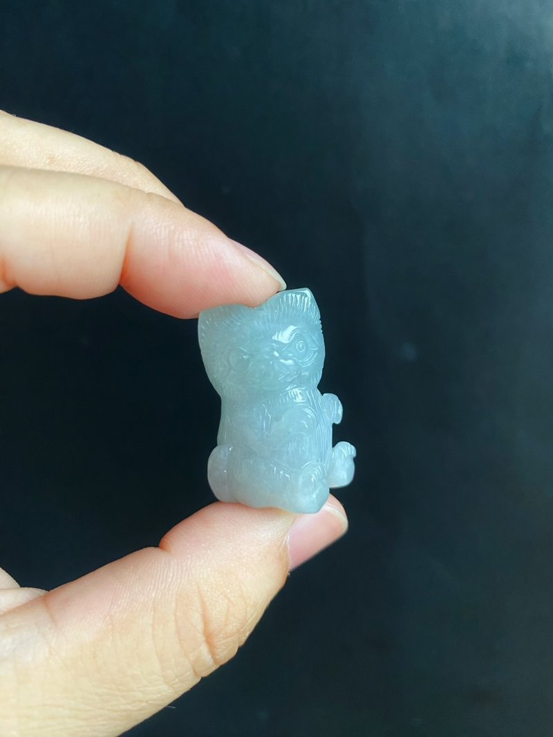 萌寵守護 天然翡翠小貓 擺件 療癒系翡翠小夥伴 守護你的每一天 - 項鍊 - 玉石 白色