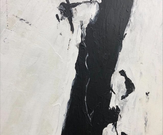 キャンバスに描かれた大きな抽象画、白黒の壁アート - ショップ